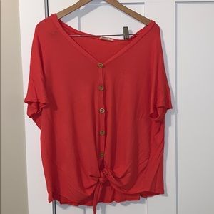 Coral Front Tie Top